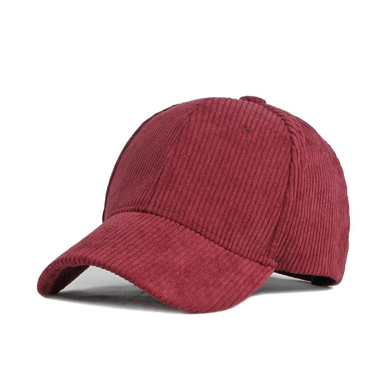 Solid color autumn and winter new corduroy baseball cap for men and women, simple solid color duckbill cap for warmth