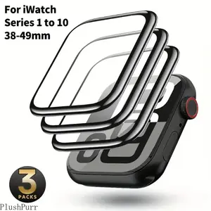 3-Pack Ceramic HD Smart Watch Protective Accessories, Anti-Scratch Full Coverage Curved Film, Universal 38mm-49mm Fit for Series 1-11 SE Ultra, Durable for Sports & Daily Use summerwins