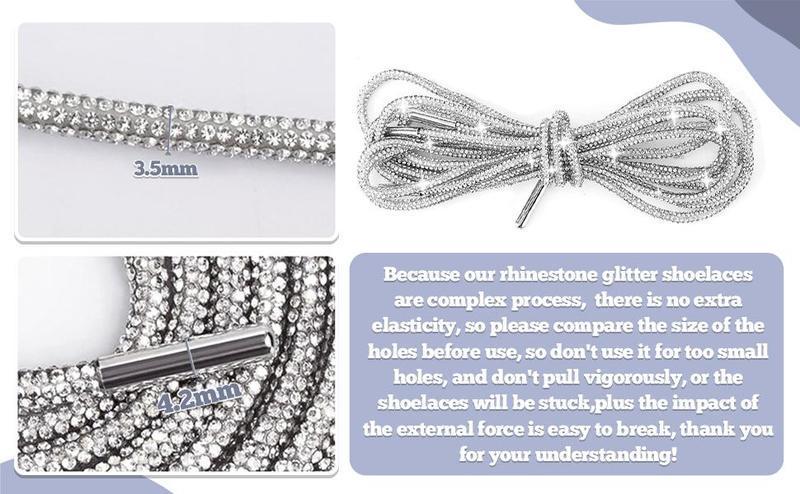 Rhinestone Glitter Shoe Laces 2PCS 47in Shiny Rope Strings for Shoes Trunks Bags DIY Decor Accessories Elegant Hand-Set Drawstring Cords Rhinestone Glitter Shoe Laces 2PCS 47in Shiny Rope Strings for Shoes Trunks Bags DIY Decor Accessories Elegant Hand-Set Drawstring Cords