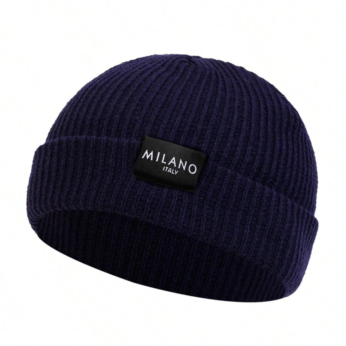 Unisex MILANO Letter Label Beanies Winter Warm Hat Hip Hop Cap Beanie Hat Caps for Women Men