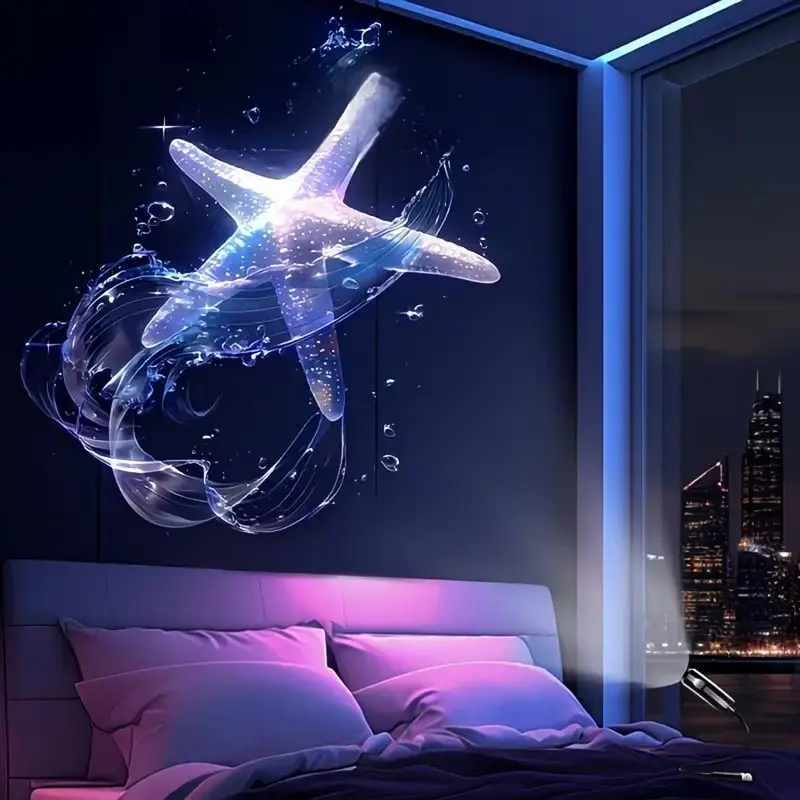 Dreamy Butterfly Starry Night Light, Moon Lamp Bedroom Creative LED Nightlight, Logo Aurora Starry Projection Lamp, Ambient Lighting Decor, Aurora Projector Lamp