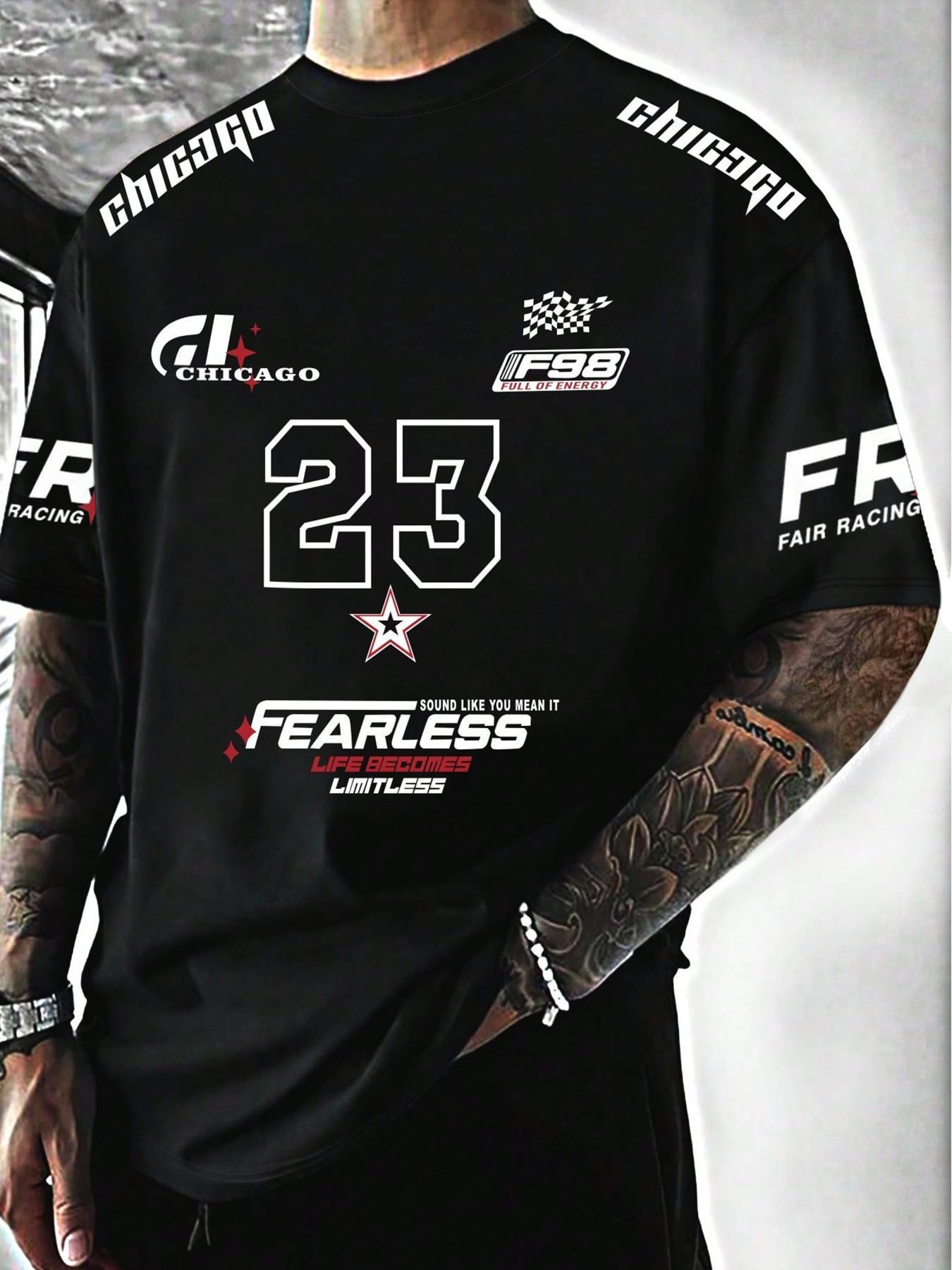 Unisex's Letter & Number Print Round Neck Tee, Regular Fit Casual Short Sleeve Crew Neck T-shirt for Daily Wear, Casual Graphic Design, Crewneck Streetwear, Casual Stylish Tee, Casual Style Tee