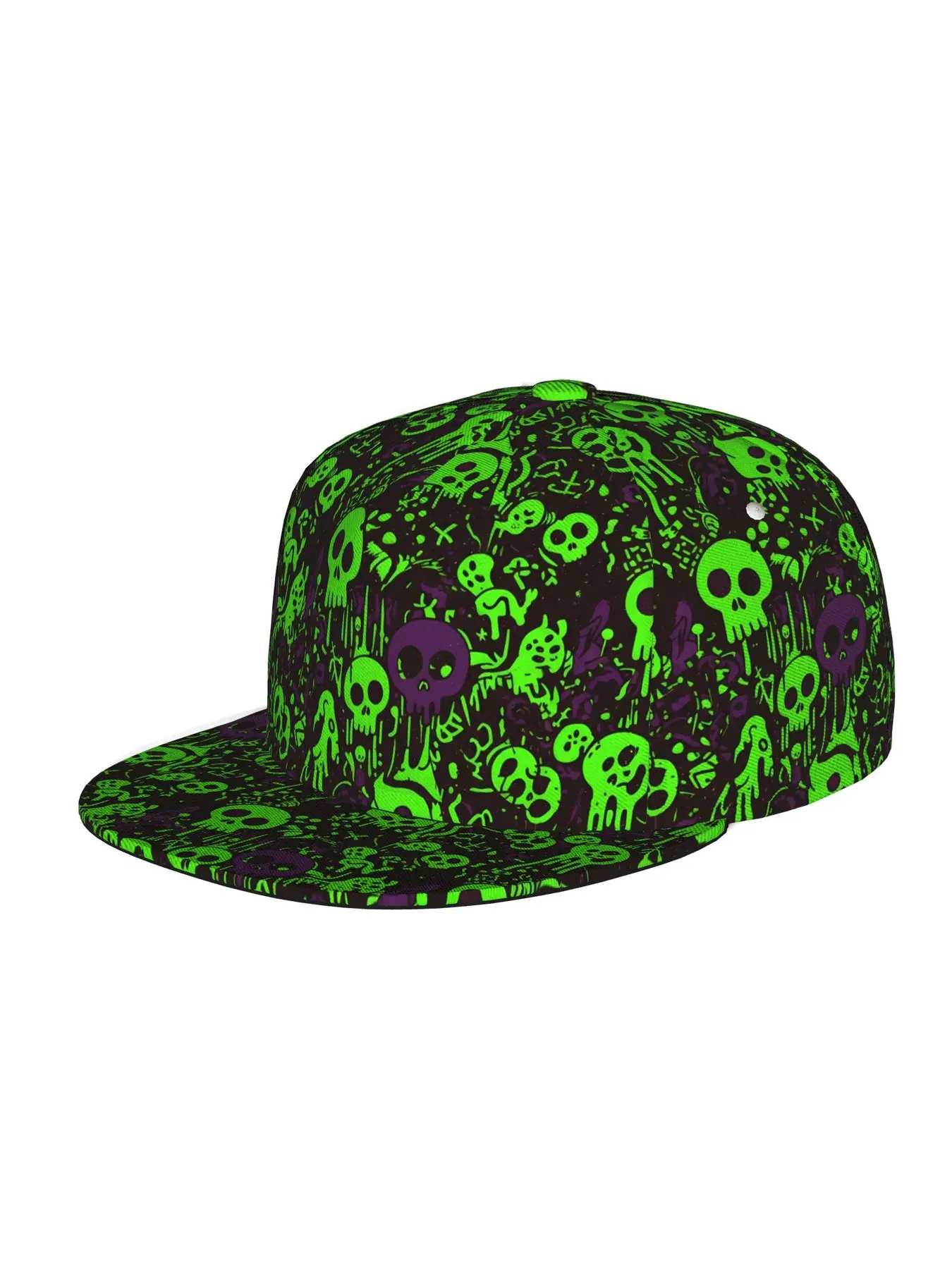 Skull pattern, Unisex baseball cap, adjustable back buckle trucker cap, party baseball cap, punk-style sun hat, suitable for skateboarding, dancing and outdoor sports, all year round.