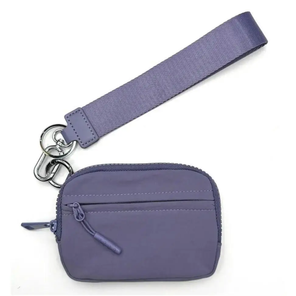 Chic Nylon Fabric Wristlet Coin Purse - Waterproof Solid Pouch with Zipper and Keychain, Ideal Bag for Everyday Use, Bags For Everyday