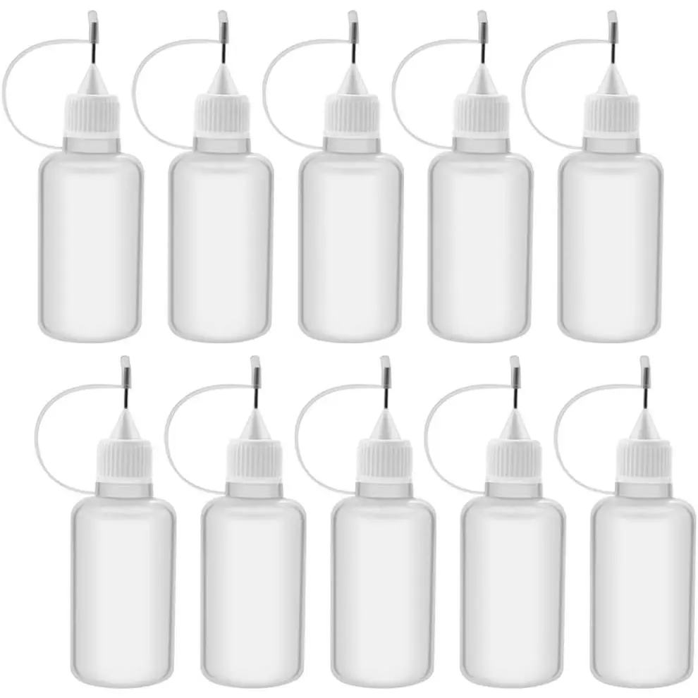 10 Pcs 30ml Needle Tip Glue Bottle Applicator Precision Tip Plastic Liquid Dropper Bottles DIY Quilling Gluing Tool