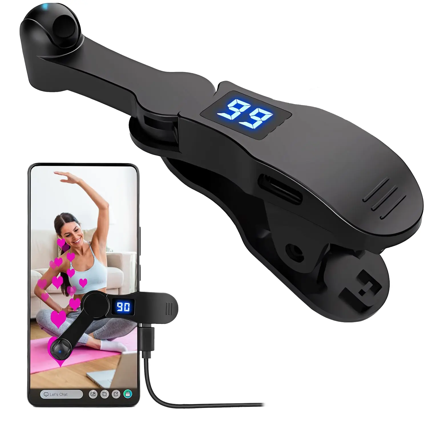 Type-C Powered Digital Mobile Auto-Clicker Plug-in Accessory, Gaming Stuff with Trigger Speed Control - Adjustable Rapid Click Simulator for Live Streaming Likes, Gaming Tasks