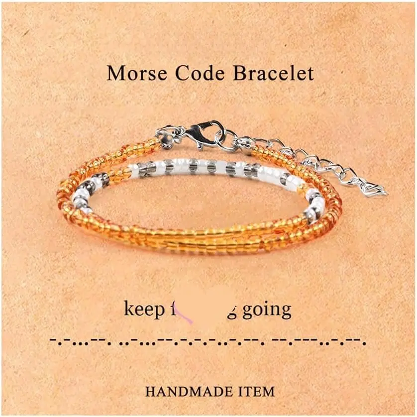 Morse Code Bracelets for Women Men, Morse Code Bracelet with Adjustable Extender Chain,Inspirational Gifts Bracelets for Women Men