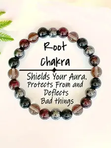 Natural Stone Chakra Bracelet - Garnet, Hematite, Smoky Quartz And Obsidian Beads, For Grounding, Spiritual Protection, Aura Shielding - Boho Style Jewelry, Daily Wear And Balancing Inner Power Gift