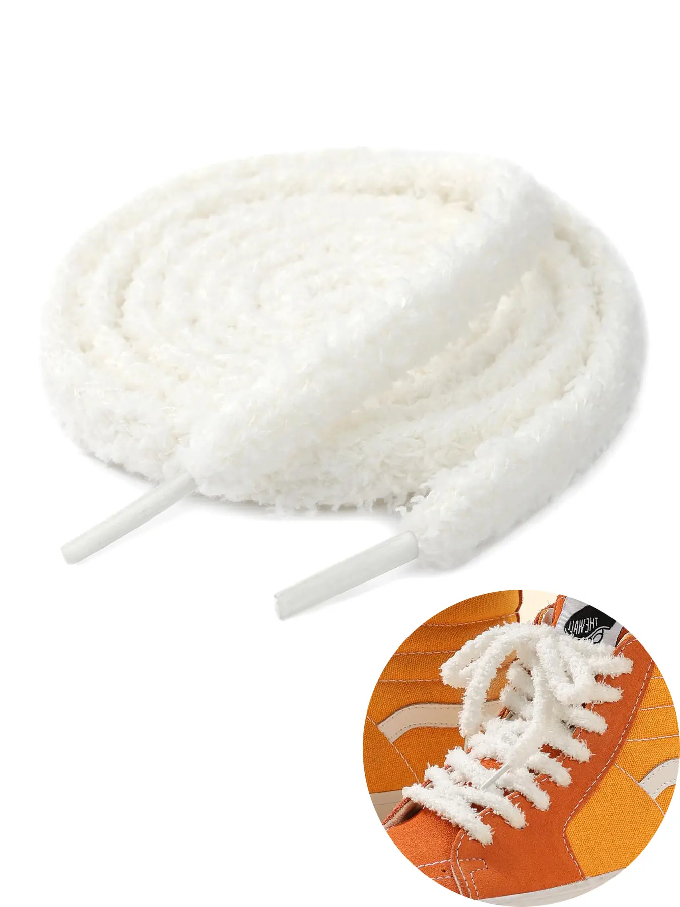 Fuzzy Flat Shoe Laces, Soft Plush Thick Shoelace Replacement, Fluffy Elastic Shoestring for Sneakers, Unisex Design