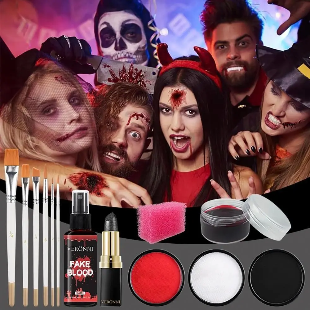 Veronni Halloween Horror Makeup Set, 8-Piece Kit for Vampire, Zombie, Skull, Devil, Bride, Gothic Looks, Perfect for Parties and Cosplay