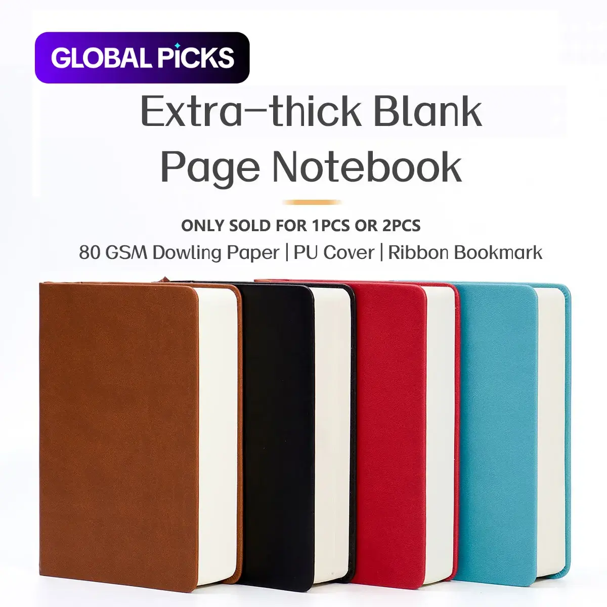 660 Pages Blank Paper Notebook, 1/2 Counts Solid Color Portable Art Sketch Book, Extra Thick Soft Leather Notebook for School Painting Home, Office Supplies #GLOBAL PICKS