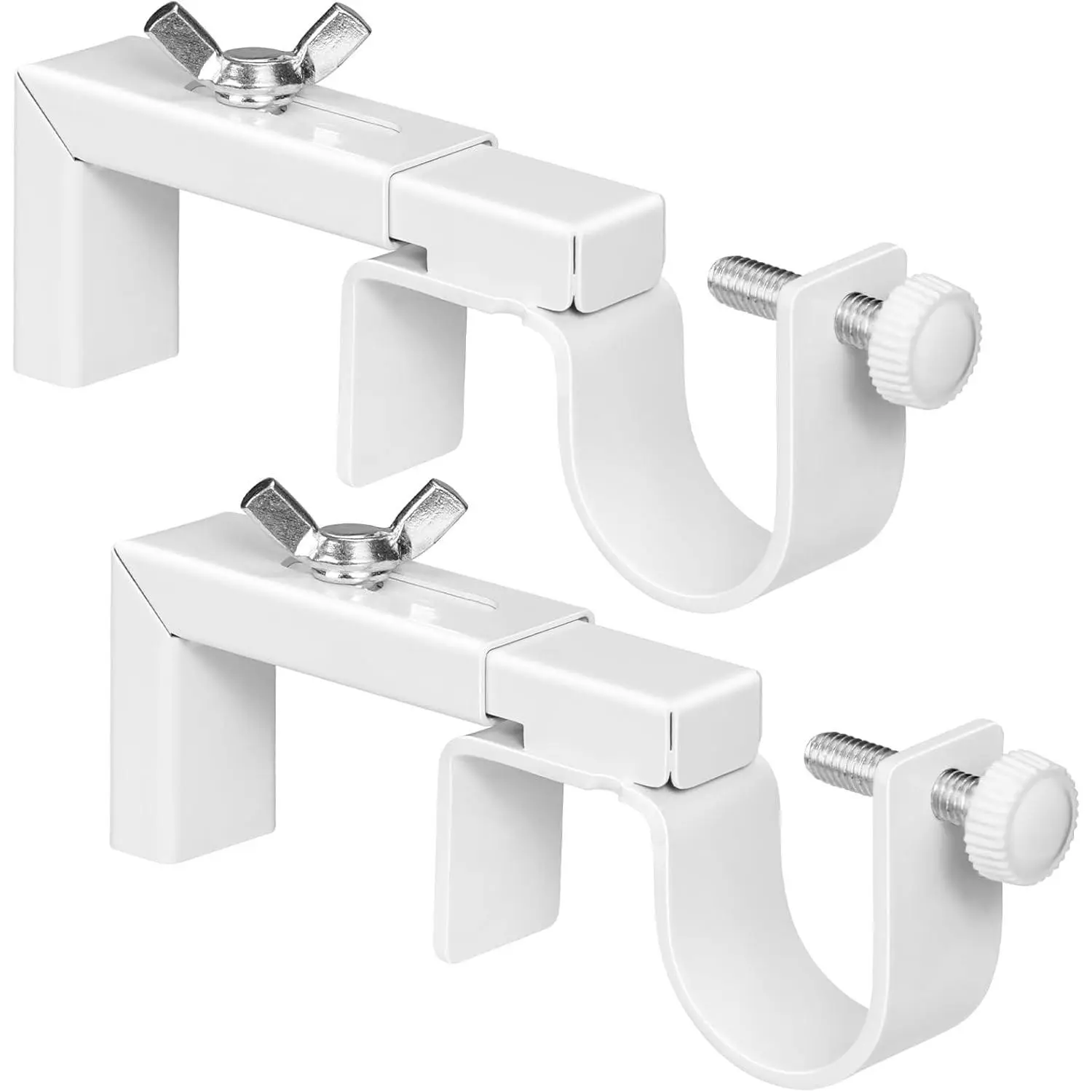 2 Pack Adjustable Curtain Rod Bracket Attachment for Outside Mounted Blinds,Fit for 1.3 - 2 inches Wide Track,No Drill Curtain Rod Holder for Externally Mounted Blinds Drapery Rods