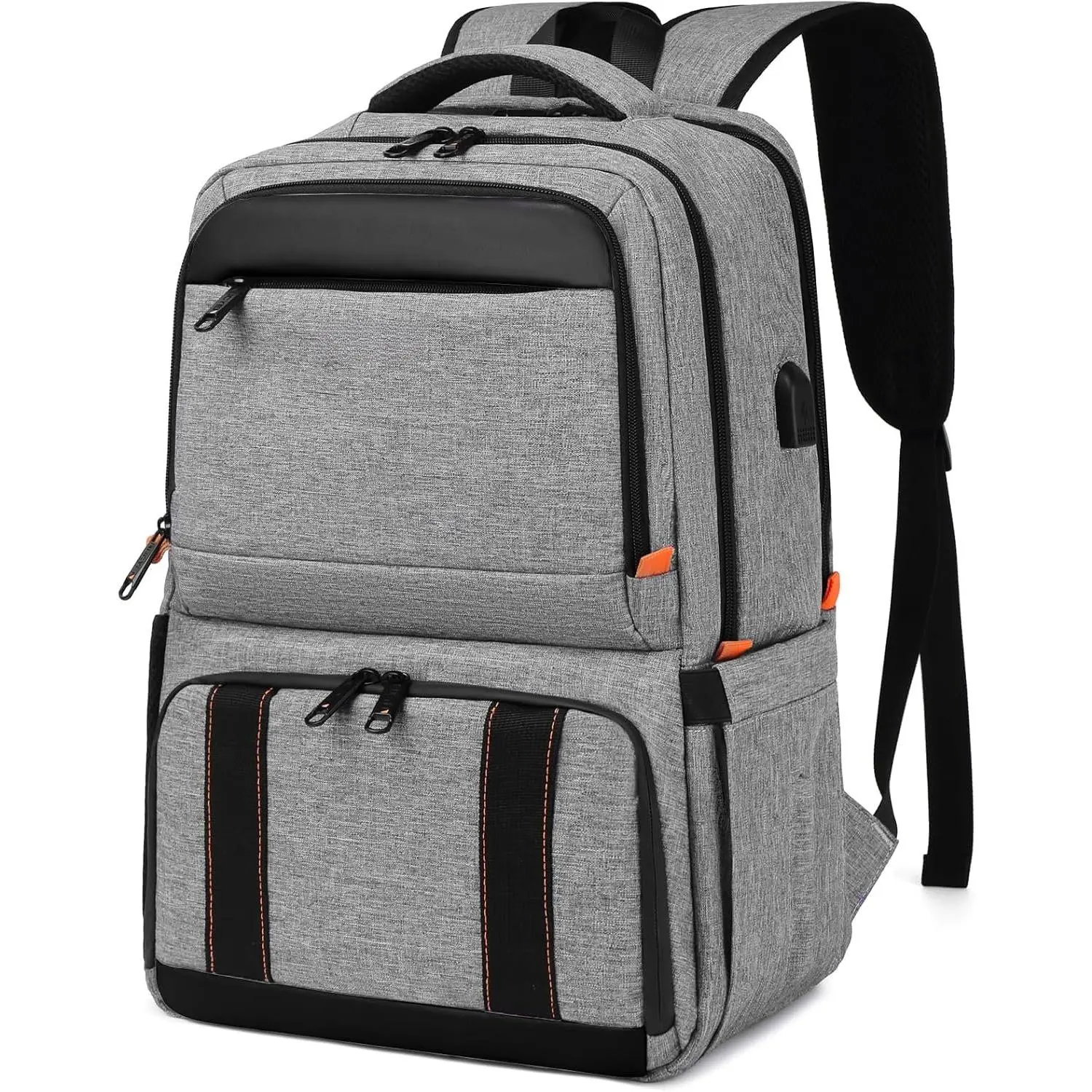 Lunch Backpack, Insulated Cooler Backpack Lunch Box for Men Women, 15.6 Inches RFID Blocking Laptop Backpack with USB Port for Work Travel Picnics Hiking Grey