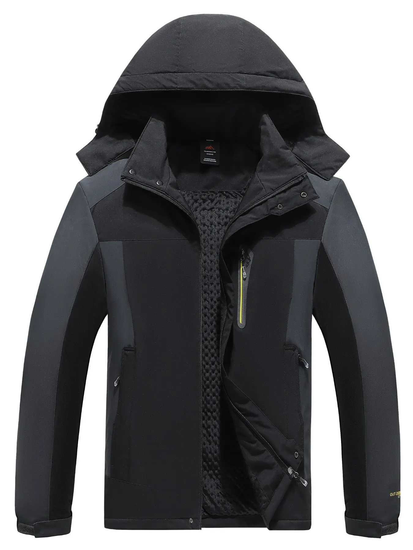 Men's Fleece Lined Ski Jacket, Waterproof Windproof Durable, Hooded Design, Ideal for Work, Skiing, Hiking, Fishing, Camping, Travel