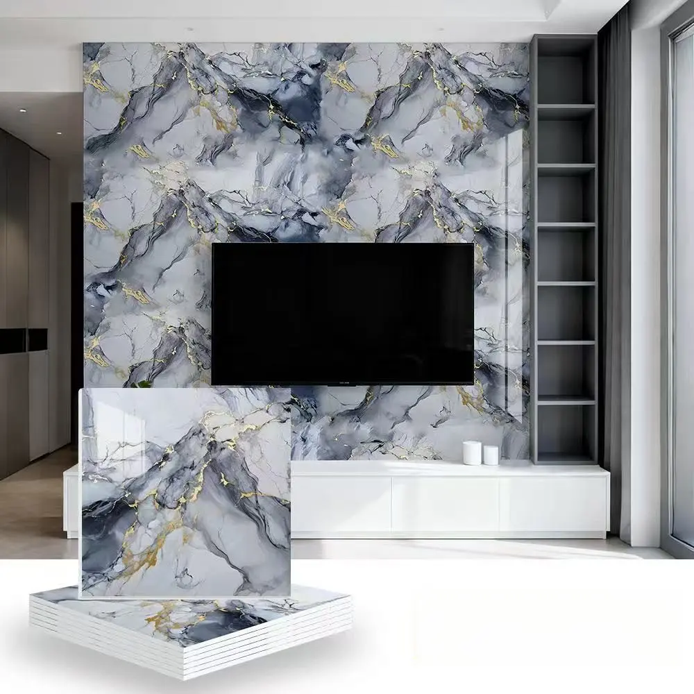 10/30/50 Self-adhesive bathroom tiles, marble-pattern wallpaper stickers, waterproof wall panels, suitable for bathrooms, kitchens and living rooms, easy to peel and stick, TV background wall decoration, modern wall decor, simple to install