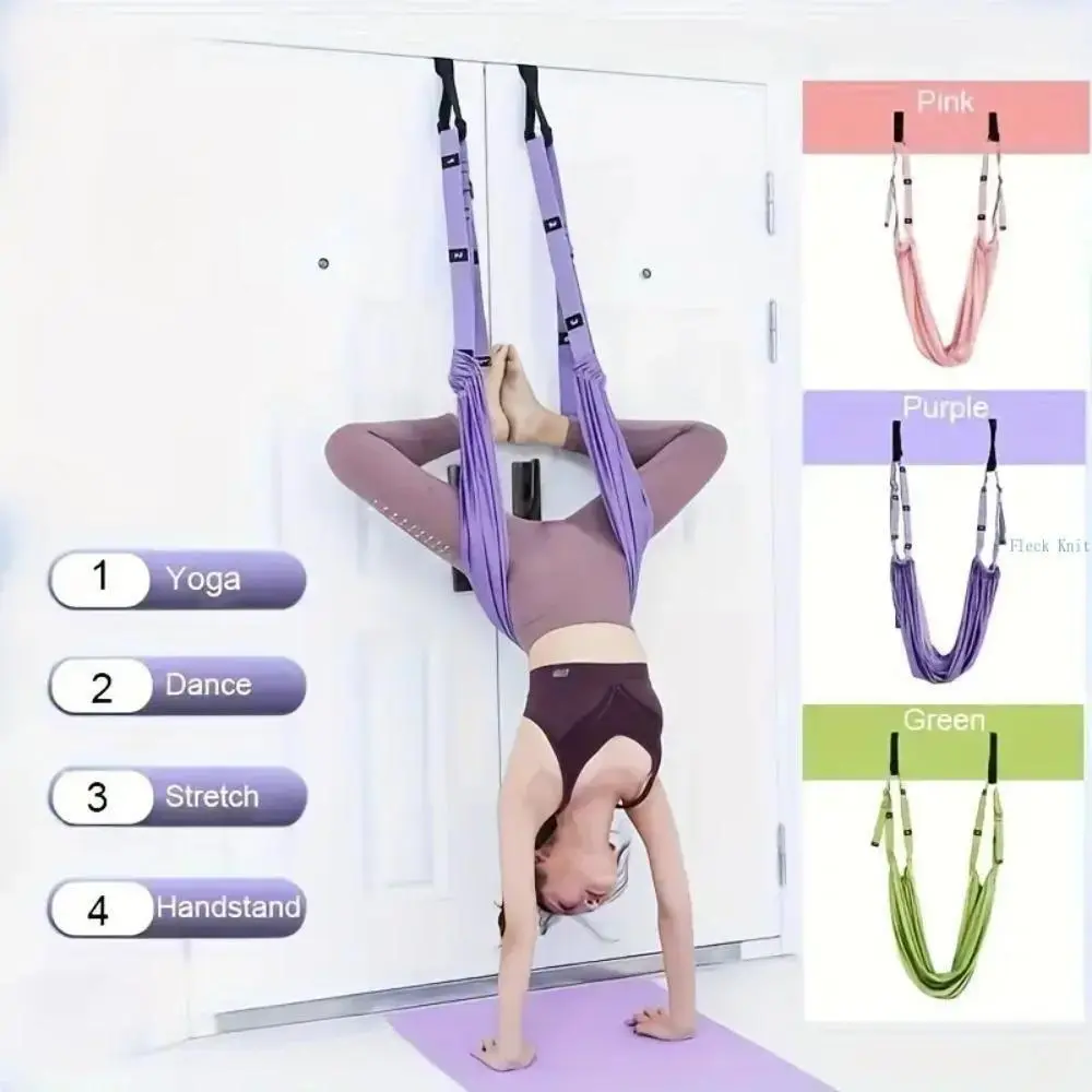 Over-the-Door Yoga Stretching Strap, Elastic Fitness Band for Leg & Back Flexibility, Portable Trainer for Home & Gym Workouts, Yoga Stretching Bands, Exercise Resistance Band