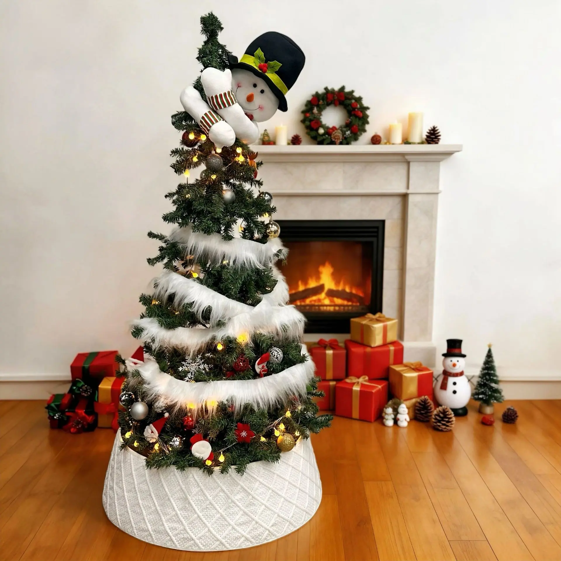Christmas Decoration Set, Knitted Christmas Tree Skirt, Tree Base, Tree Wrap Decorative Gift, Perfect for Holiday Season