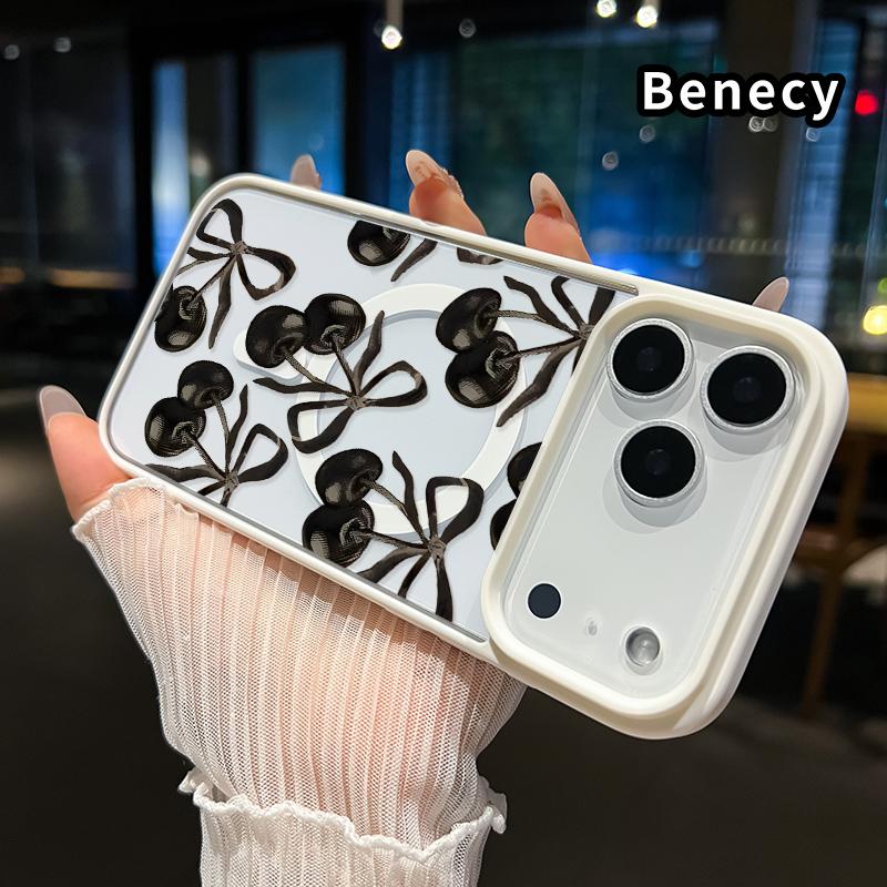 Cherry Bow Magnetic Phone Case for iPhone 17 Pro Max 17 Air 17 Pro 16 15 14 13 12 11 X XR 8 7 and Samsung Galaxy S24 S23 S22 S21 Clear Non Yellowing Shockproof Wireless Charging Compatible