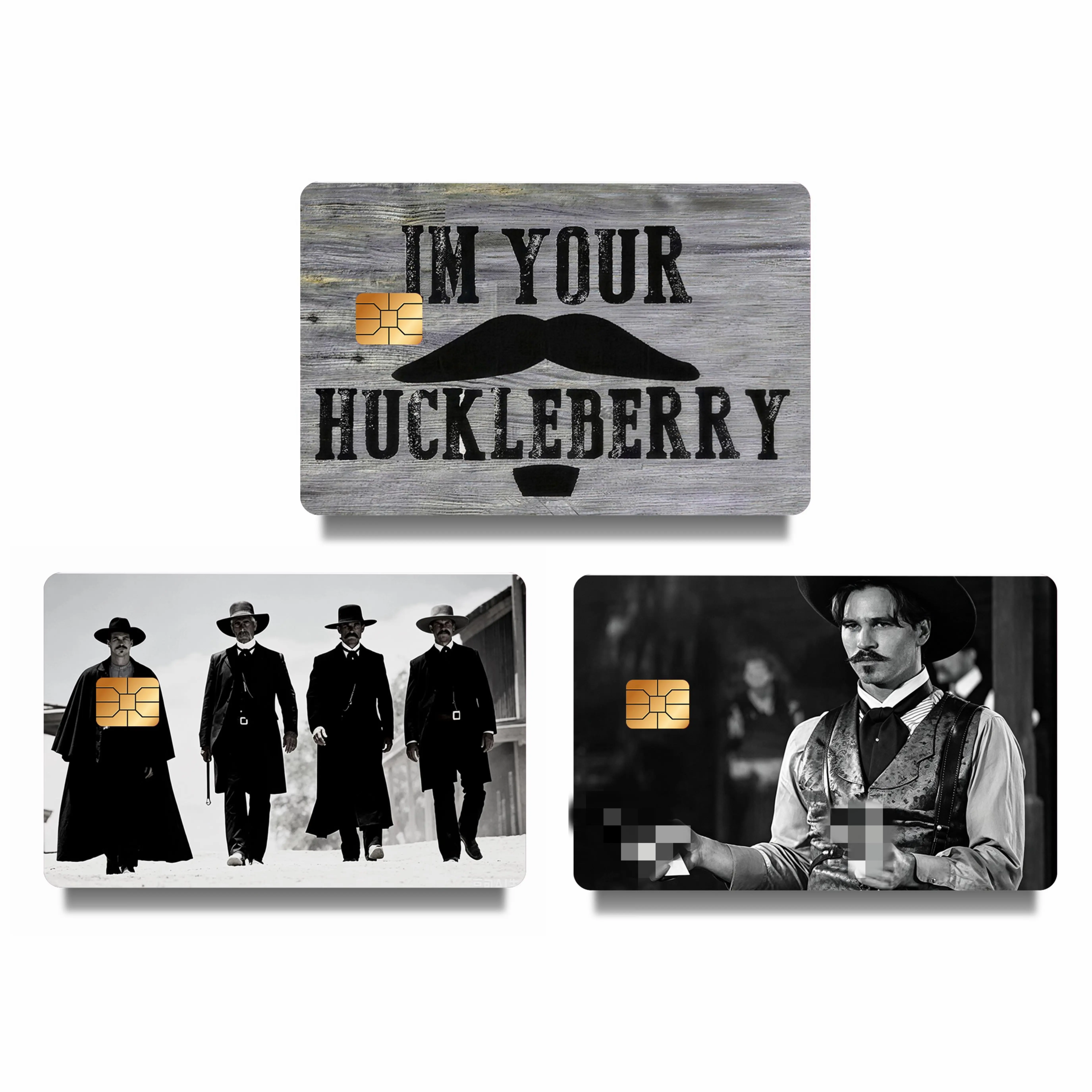 Vintage Western Cowboy Credit Card Skins, Rustic Black-and-White Decorative Bank Card Stickers, Classic Frontier-Inspired Card Covers