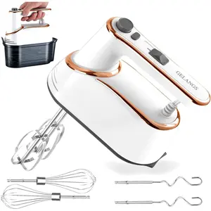 Hand Mixer, 5-Speed Electric with Turbo Boost, White, Copper Motor, 400W, Dishwasher-Safe Attachments for Baking, Whipping, Dough