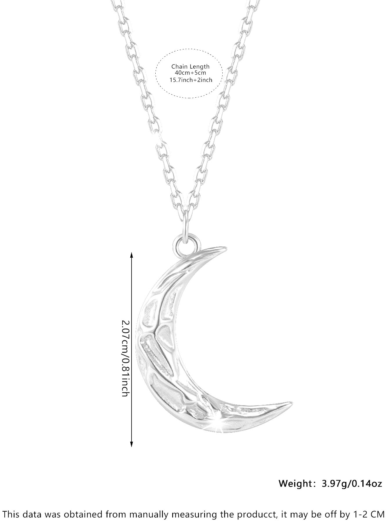 925 Sterling Silver Crescent Moon Design Celestial Pendant Necklace for Women & Girls, Fashion Jewelry for Party, Daily Decor, Trendy All-match & Exquisite Jewelry for Birthday Gift