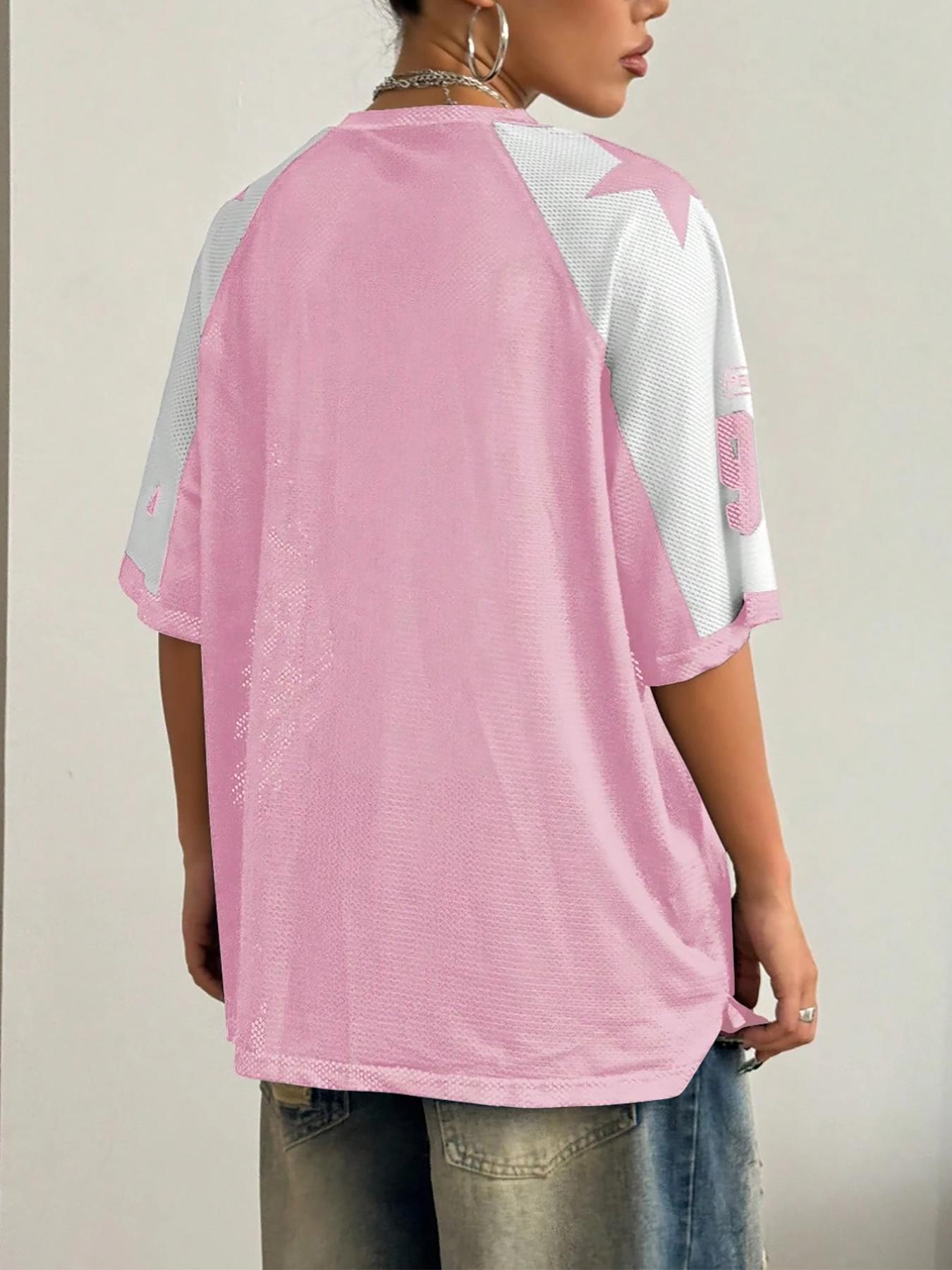 Women's Number Print Tee, Casual Loose Half  Sleeve T-shirt for Summer, Ladies Clothes for Daily Wear, Top