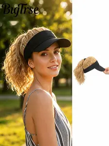 12-Inch High Ponytail Wavy Wig Hat, Summer Sun Protection Cap, Full Volume No Maintenance, Ideal for Outdoor Activities and Daily Wear, Protective Headwear