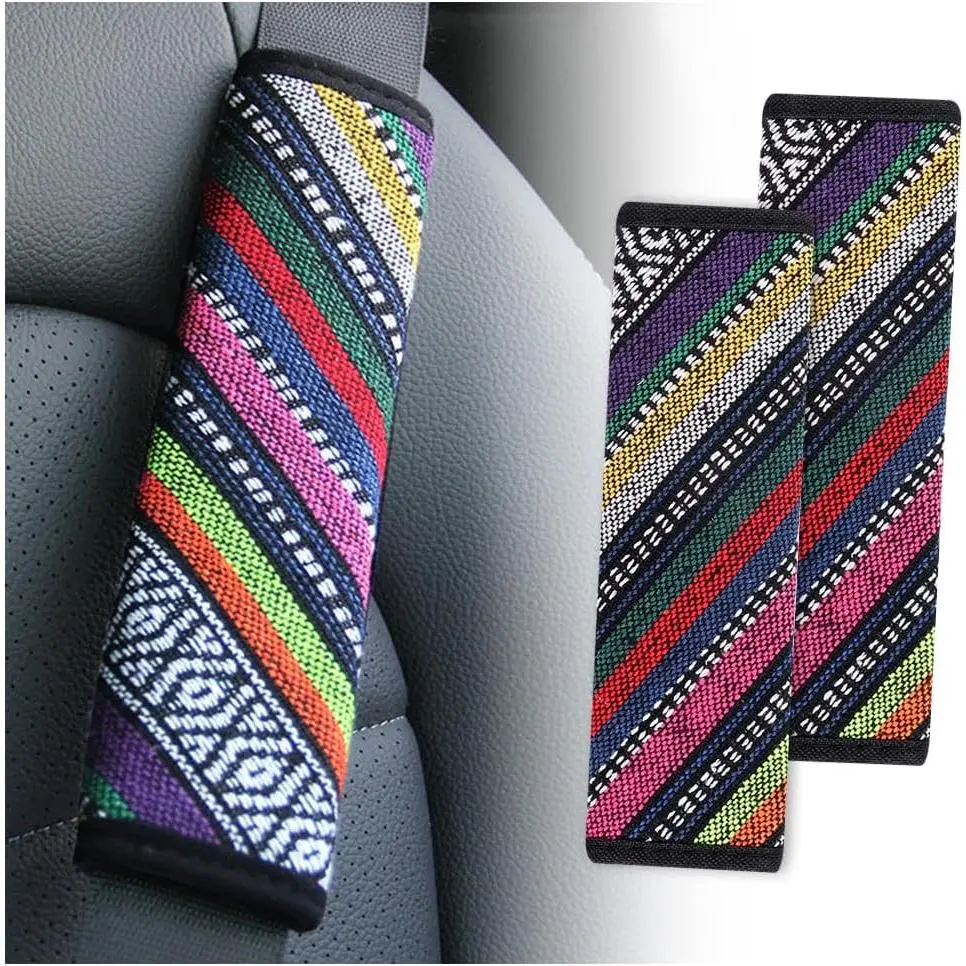 2 count Seat Belt Cover Pad,Boho Seatbelt Cushion for  Decorations &  Protection,    Accessories Interior Seatbelt Covers for  Adults (Seatbelt Cover-B)