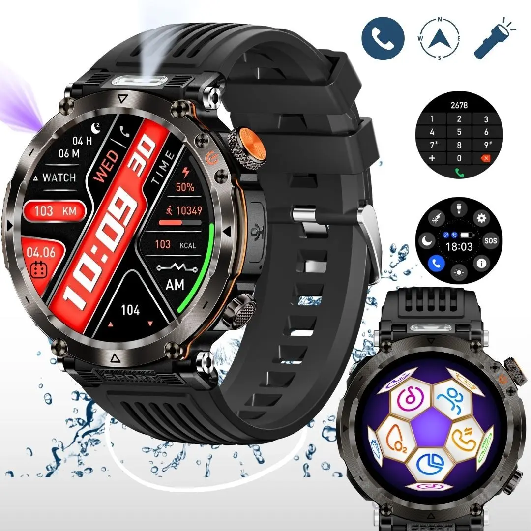EFFEOKKI HT30 Smartwatch for Android iPhone Wireless Call Fitness Tracker 1.7 Inch Full Touch Screen Multiple Sport Compass Waterproof IP68 Smart Watch Perfect Gift for Men, Dad, Husband