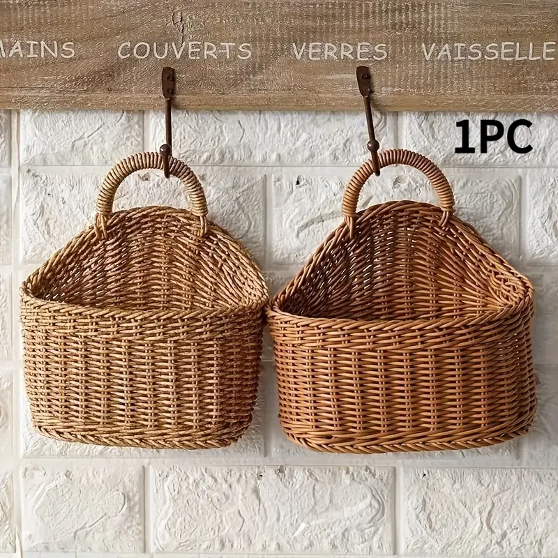 Nordic Portable Decorative Woven Hangable Basket, Kitchen Hanging Storage Cabinet, Storage Display Handheld Basket, Organiser, Decoration, Hotel Kitchen Supplies, Shelf Baskets, Basket Organizer