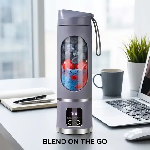 Portable Blender, USB Rechargeable Blender with LED Display for Smoothies and Liquid Diets, Small Juicer Blender for Milkshakes, Home Kitchen Smoothie Maker Appliance #GLOBAL PICKS