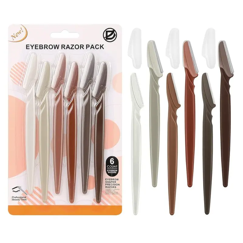 Women's 6-Piece Disposable Face & Eyebrow Razors Set - Precise Trim for Facial Shaving, Peach Fuzz, Fine Hairs, Eyebrows Lips, Makeup Prep & Daily Skin Care Touch Ups