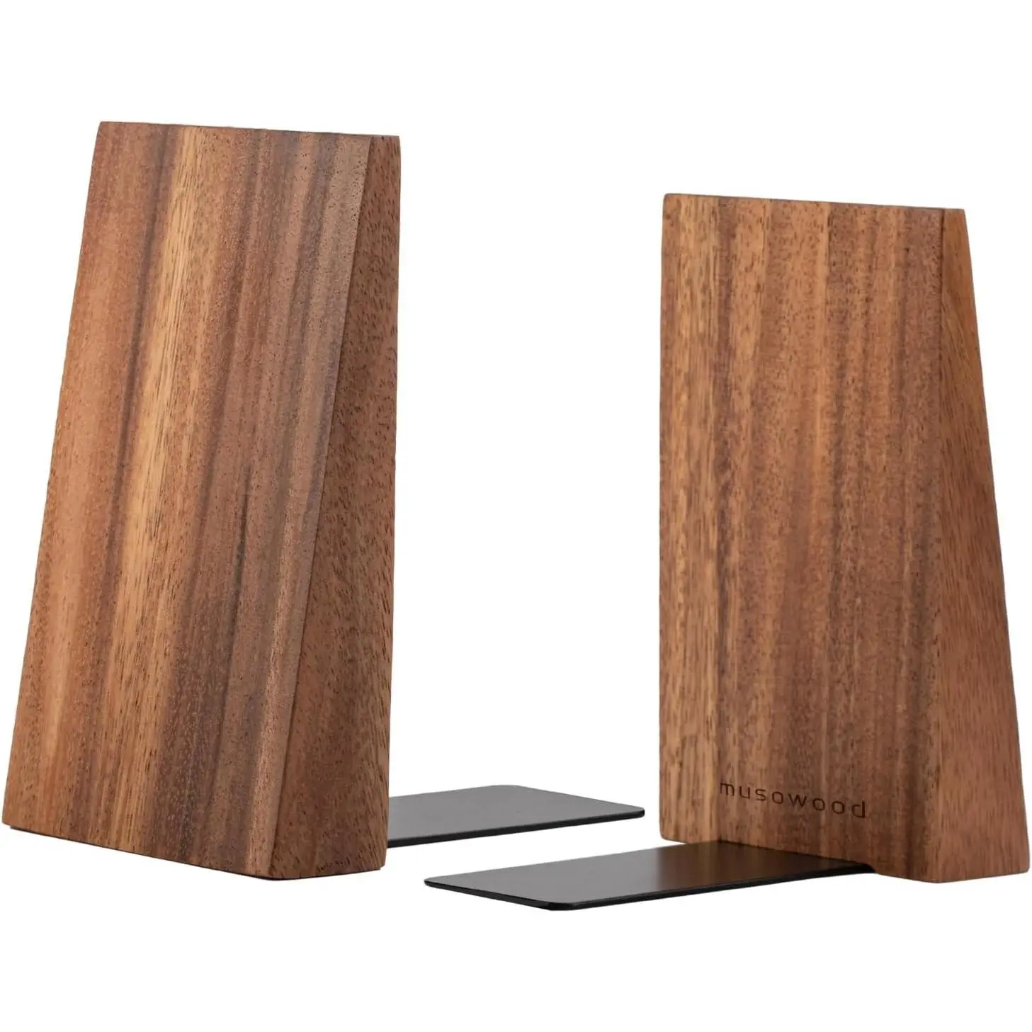 Book Ends, Thickened Wooden Bookends for Heavy Books, Creative Decorative Bookends for Shelves, Non-Skid Book Ends, Handmade Acacia Wood Bookends