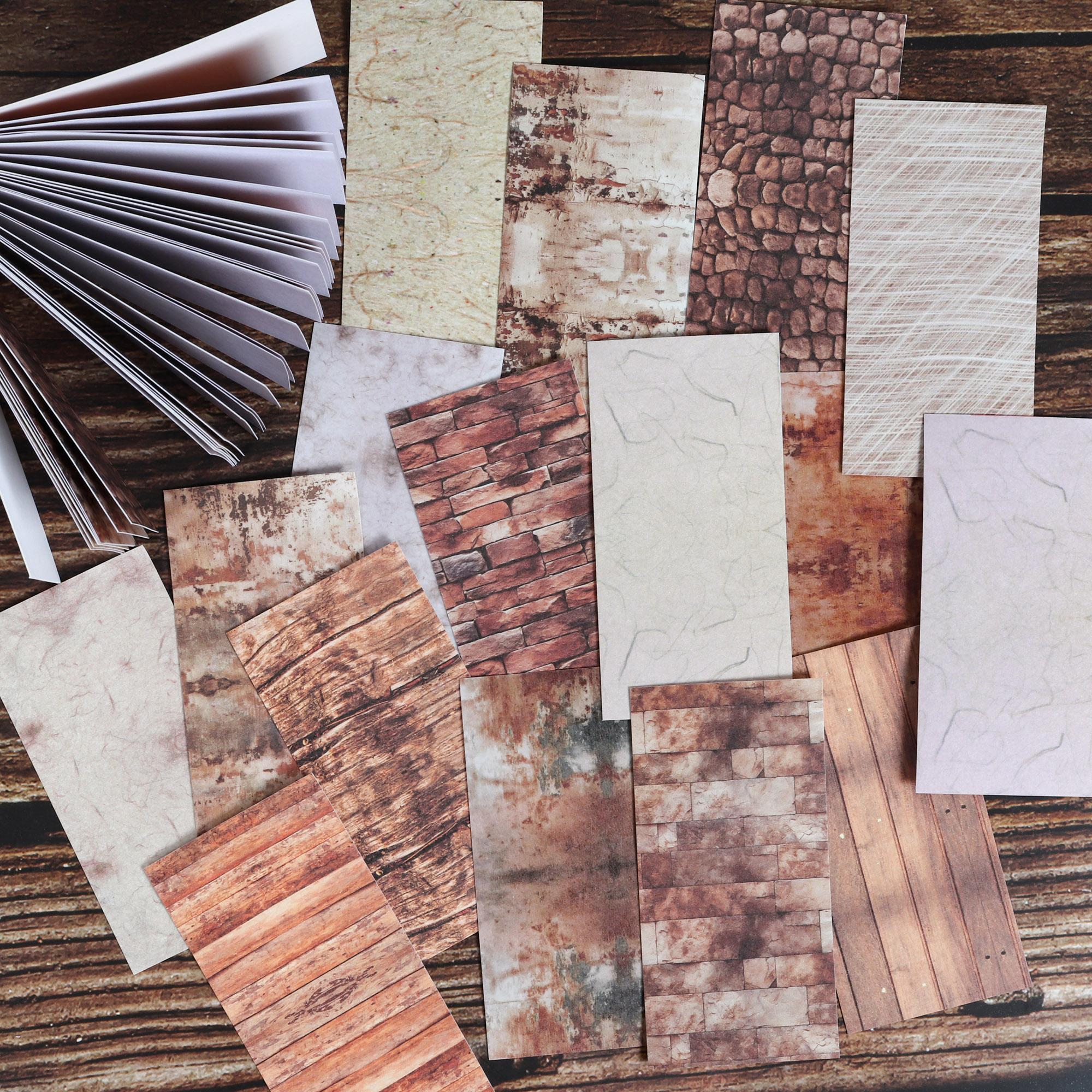 Vintage Texture Theme Self-adhesive Aesthetic Scrapbook Sticker Book, Sticker Album, 50 Sheets DIY Crafts, Collage Decoration, Creative Craft Kit, Scrapbooking Supplies, Scrapbook Materials, Junk Journals, Stickers Kit