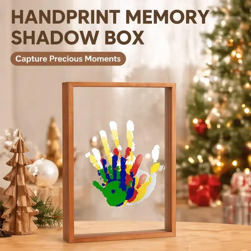 DIY Handprint Keepsake Wooden Frame Custom Palm Print Memory Souvenir Gift Making Kit Frame for Baby Family Couple Sentimental Decor Framed Intaglios christmas idea