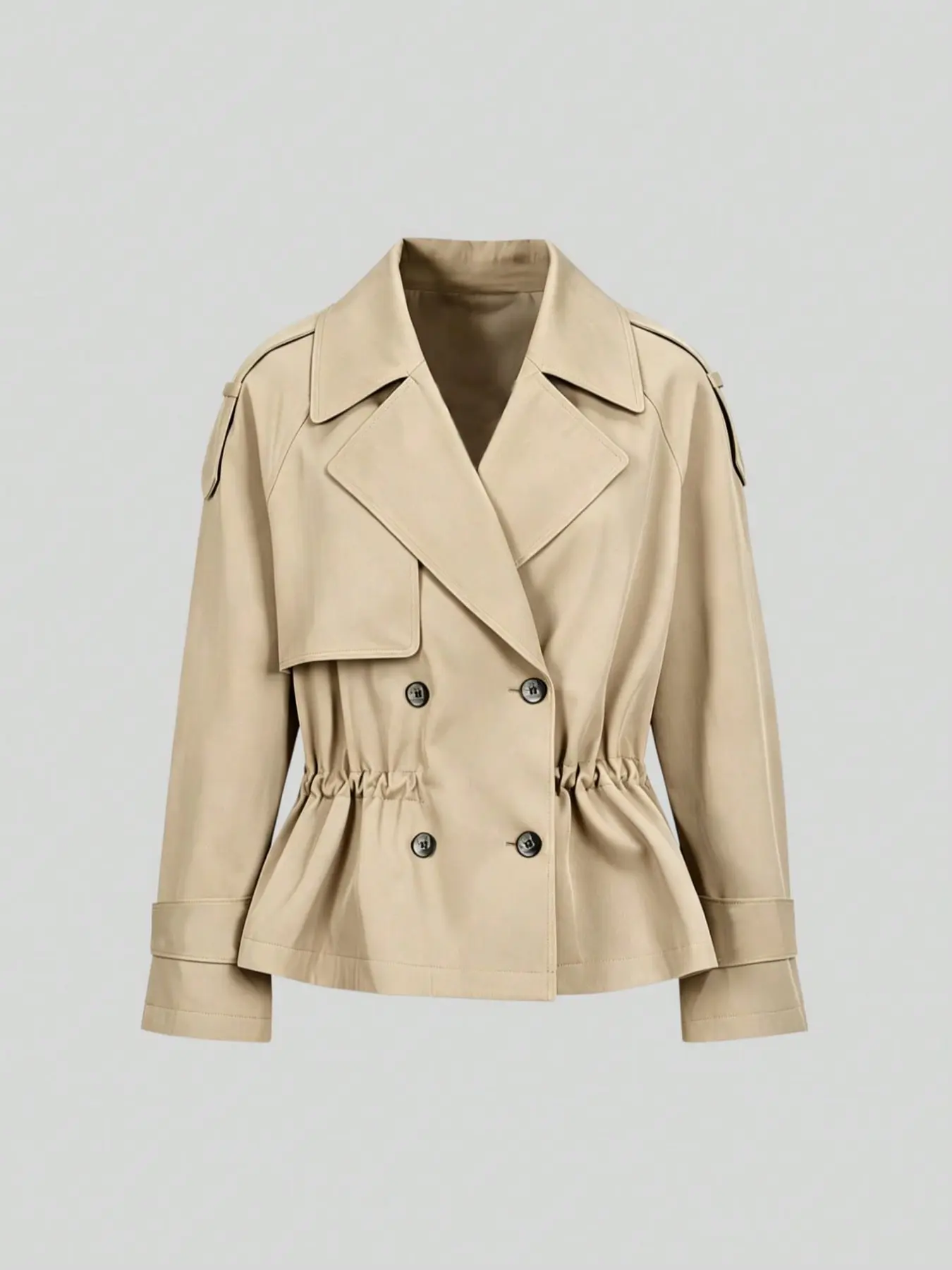 Women's Casual Waist Drawstring Design Windbreaker Coat, Versatile Outerwear for Everyday Wear, Stylish and Comfortable Jacket