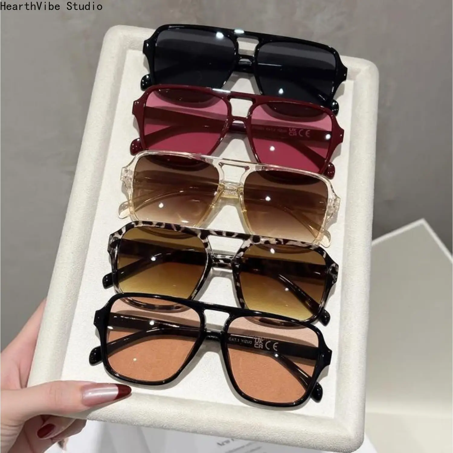 1/4/5-Pack Unisex Y2K Aviator Sunglasses Set Polarized UV400 Square Vintage Glasses Lightweight Double Bridge Shades For Outdoor Sports Summer Travel