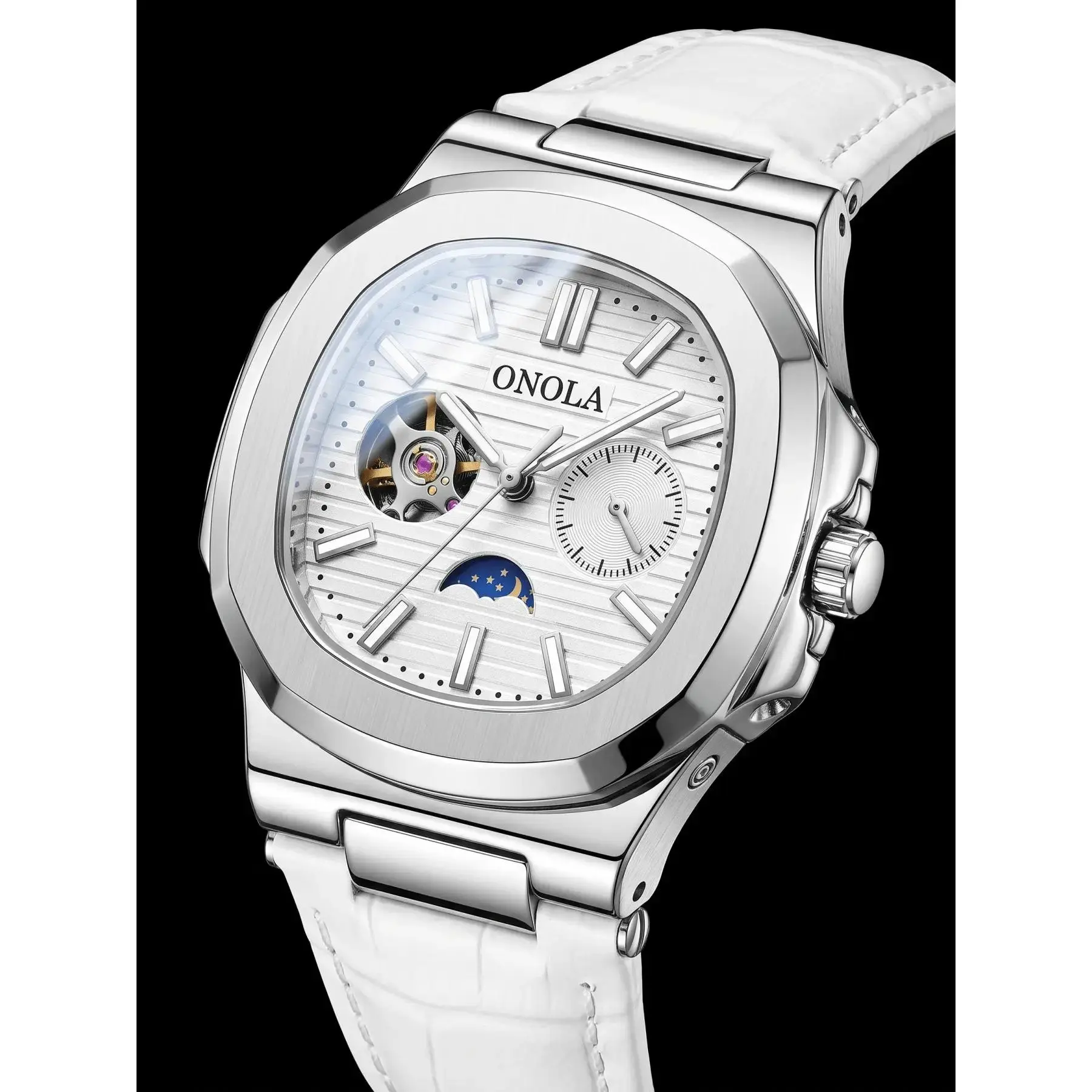 ONOLA Men's Business Mechanical Watch, Open-Heart Tourbillon-Style Design with Automatic Winding, 3ATM Water-Resistant Analog Wristwatch, Exquisite Watch, Perfect Christmas Gift