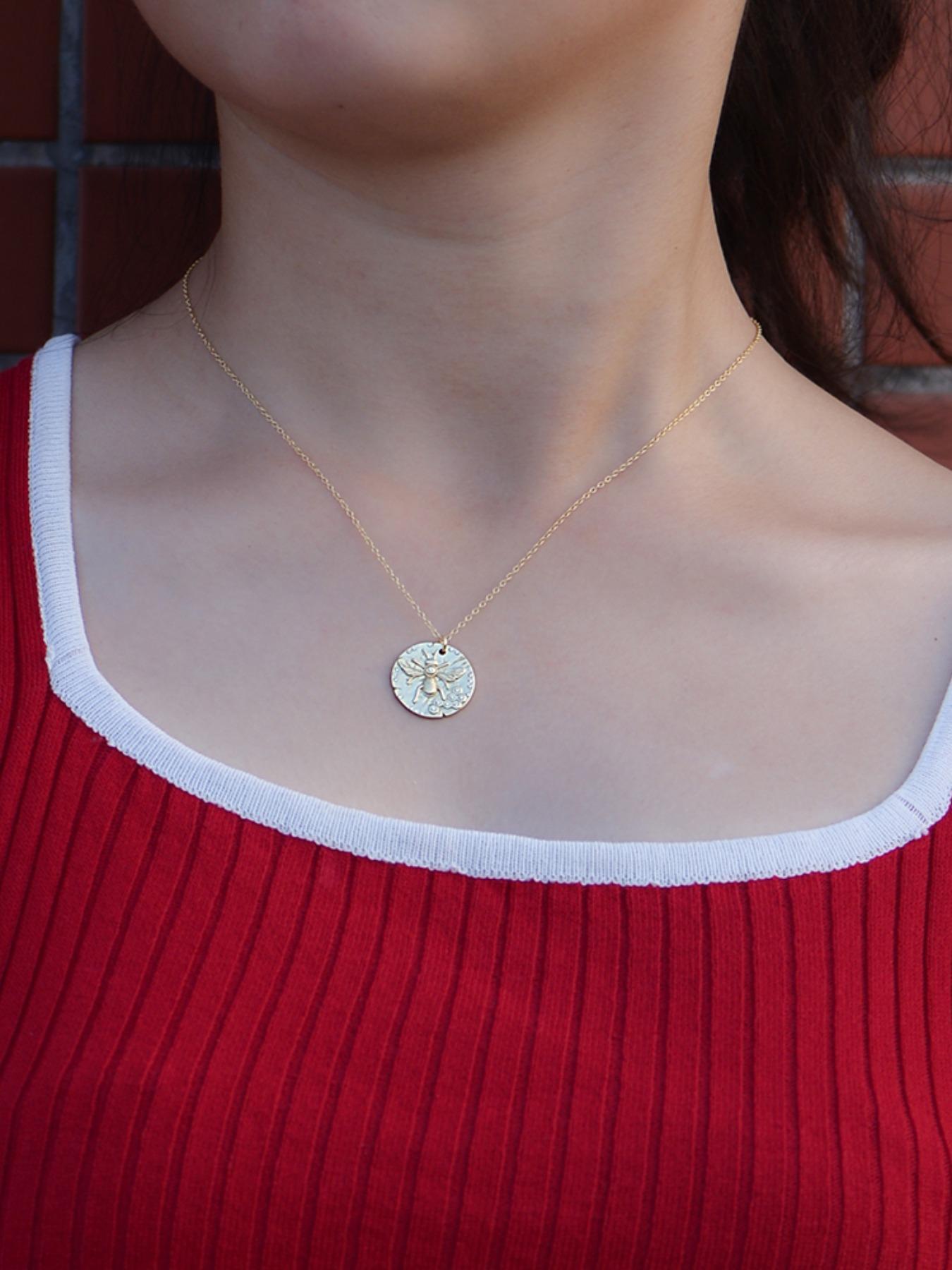 925 Sterling Silver Honey Bee Design Pendant Necklace, Fashion Rhinestone Decor Jewelry for Party, Daily Clothing Decor, Trendy All-match & Exquisite Jewelry for Gift