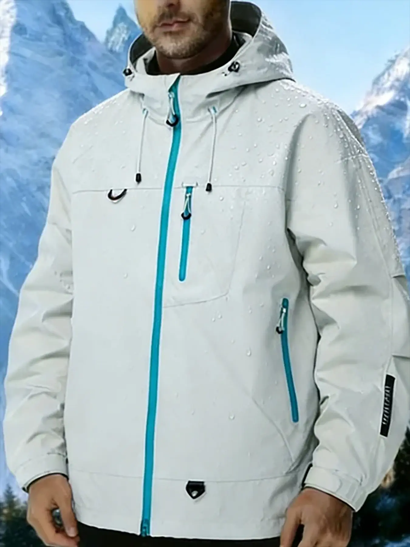 Men's Outdoor Hooded Jacket Spring And Autumn Multiple Pockets Zipper Contrast Color Windproof Sportswear Windbreaker For Cycling Skiing Mountaineering Hiking Camping Soft Shell Jacket