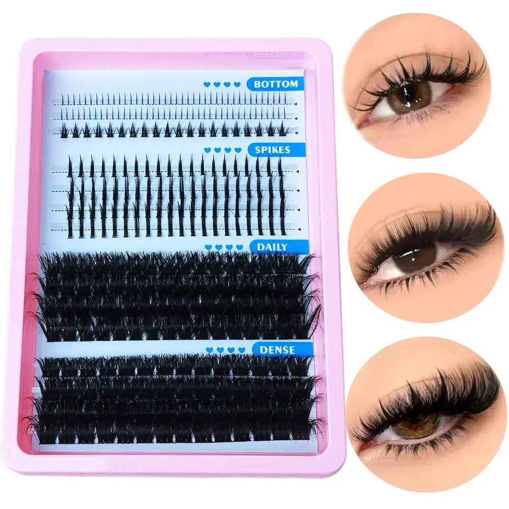 120D-150D 3D Thick Fluffy Lash Clusters, Faux Mink Eyelash Clusters, DIY Cluster Eyelash Tray, Multi-Layered Volume, Russian Lash Cluster, Spike Lashes, Spiky False Eyelashes, Cosmetic