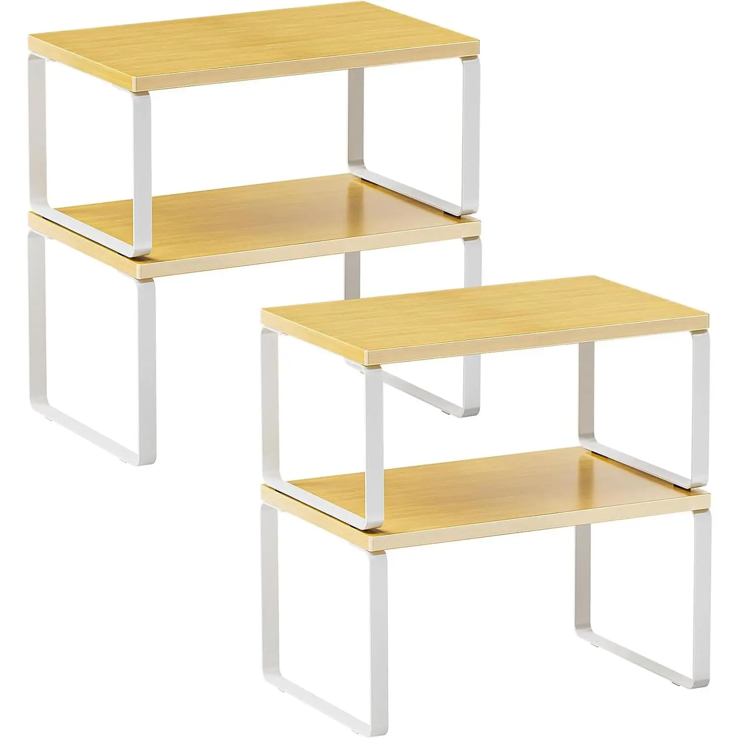 Cabinet Organizer Shelf, Set of 4 Expandable Kitchen Counter Shelve Plate Organizer for Cabiner, Stackable  Rack, CupBoard Organizers and Storage,