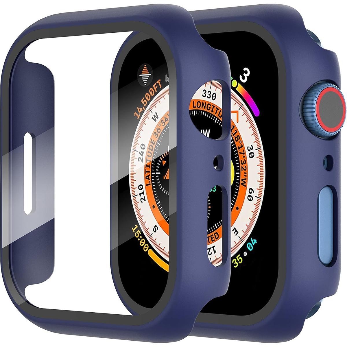 Apple Watch Hard PC Case – Built-in Tempered Glass Screen Protector, Ultra-Thin Full Coverage, 38-49mm