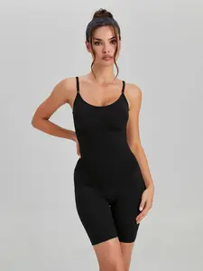 Women's Versatile Adjustable Thin Strap Stretchy Flattering Bodysuit, Breathable Seamless Skin-Friendly Solid Color Playsuit
