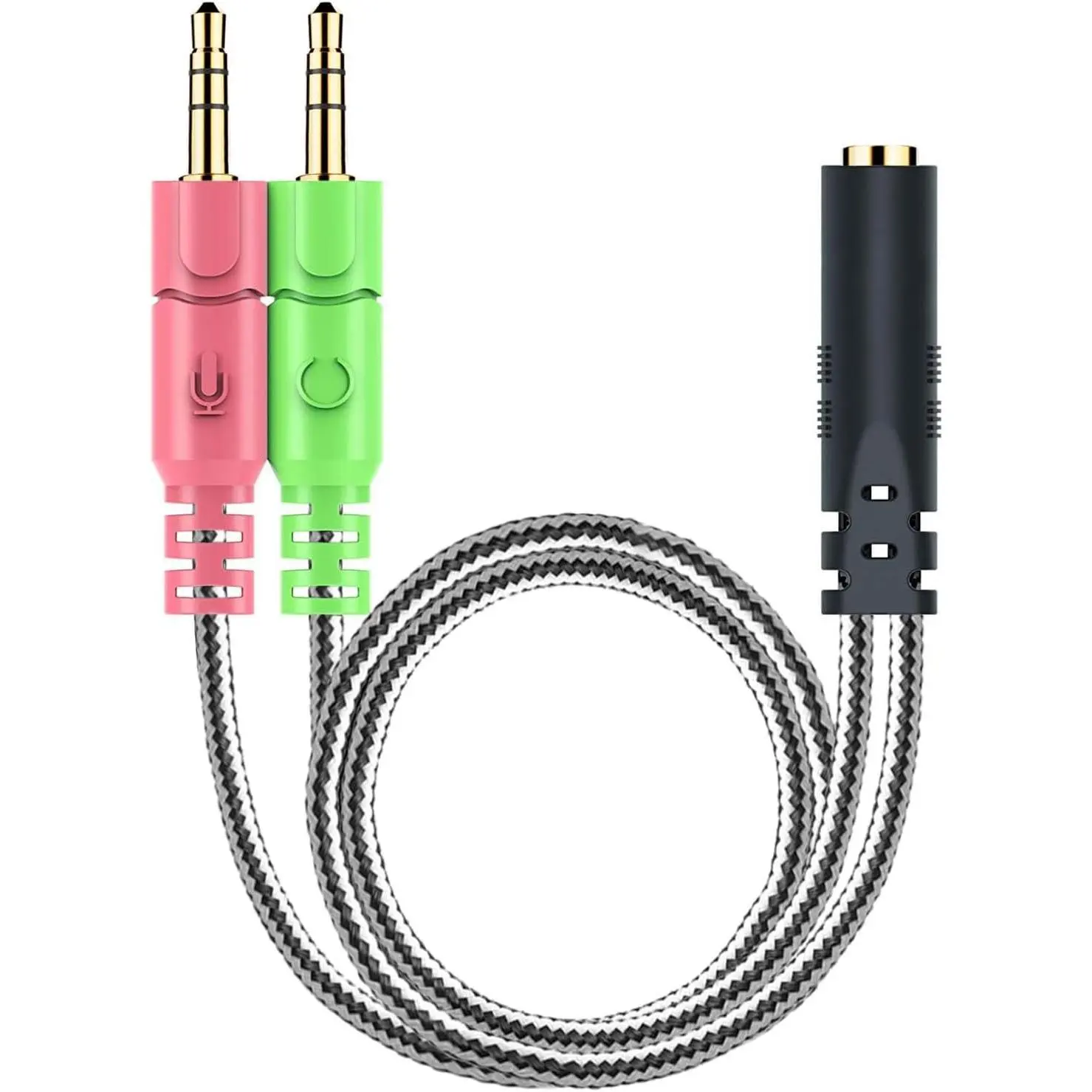 Headphone Splitter for  CTIA 3.5mm TRRS Female to  TRS Male Mic Audio Jack Y Adapter Headset Splitter  for PC Laptop to Gaming Headset - 8inch/20cm