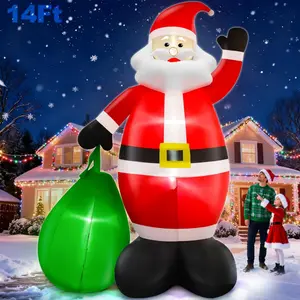 14 Ft by 8.5 Ft Giant Christmas Inflatable Santa Claus with Gift Bag Outdoor Decorations, Lighted Outside Standing Blow Up Santa Yard Decor for Lawn Garden Parties Holiday Xmas DecorationsH6LaceLure