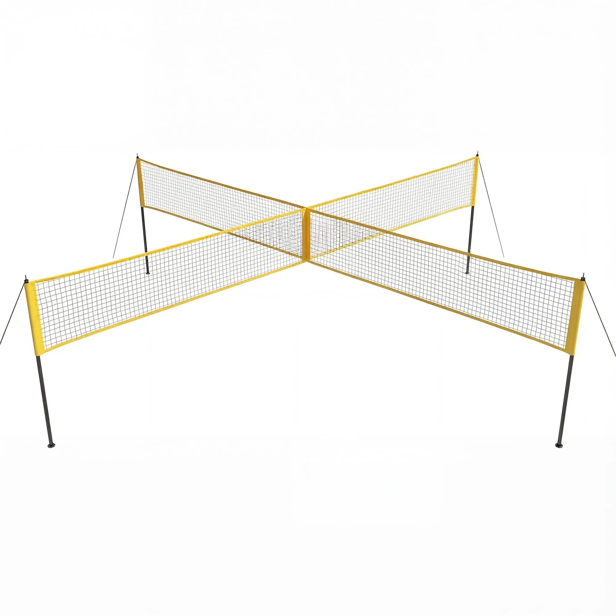 4-Square 14 FT Portable Volleyball Net Set, 3-Height Adjustable 4-Way Volley System for Backyard Beach, Includes Ball, Pump, Hammer & Bag for Family Adults Youths