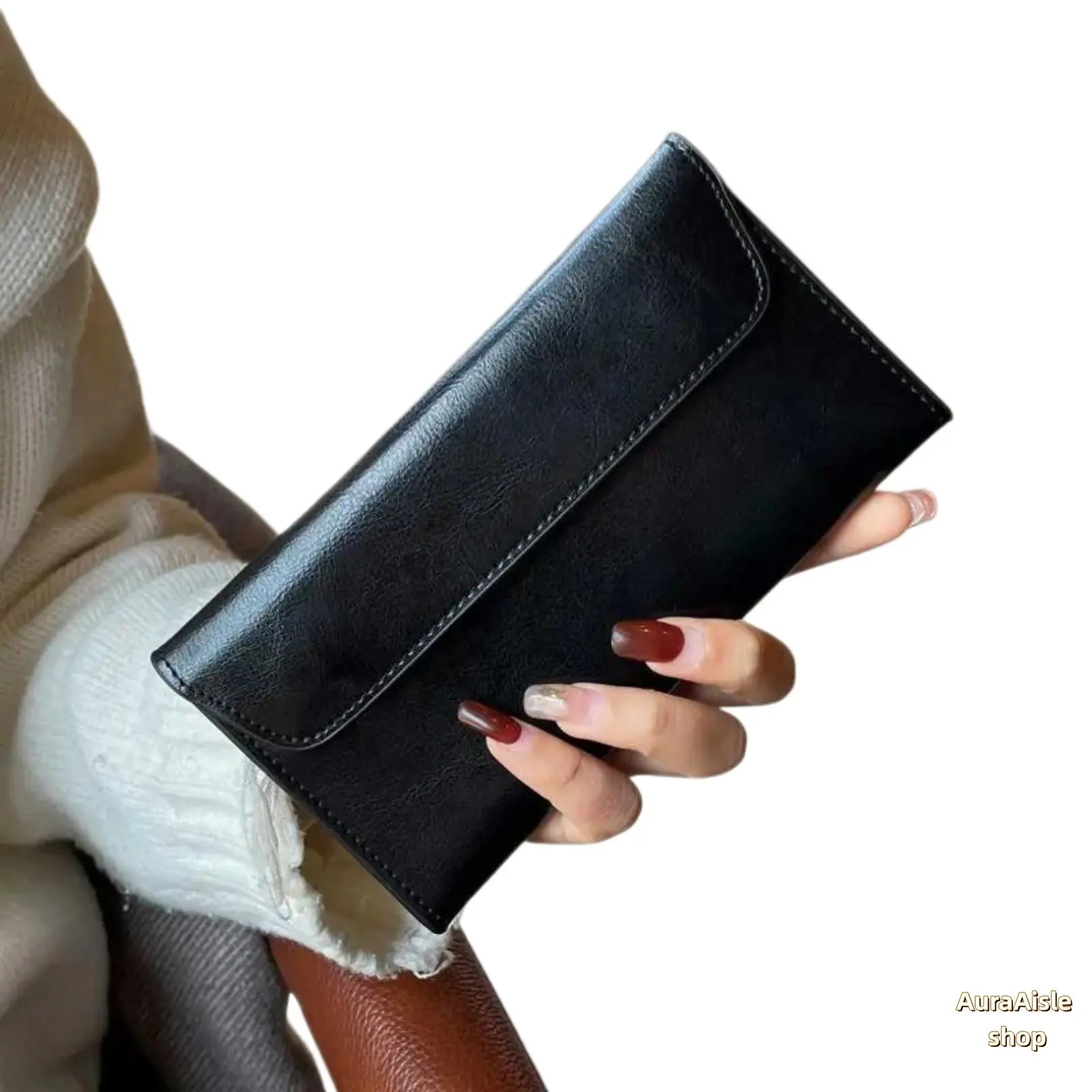 Minimalist Slim PU Leather Eyeglass Pouch, Envelope‑Style Magnetic Closure Glasses Case, Durable Soft Protective Sleeve For Sunglasses, Daily Storage And Travel Carrying Use