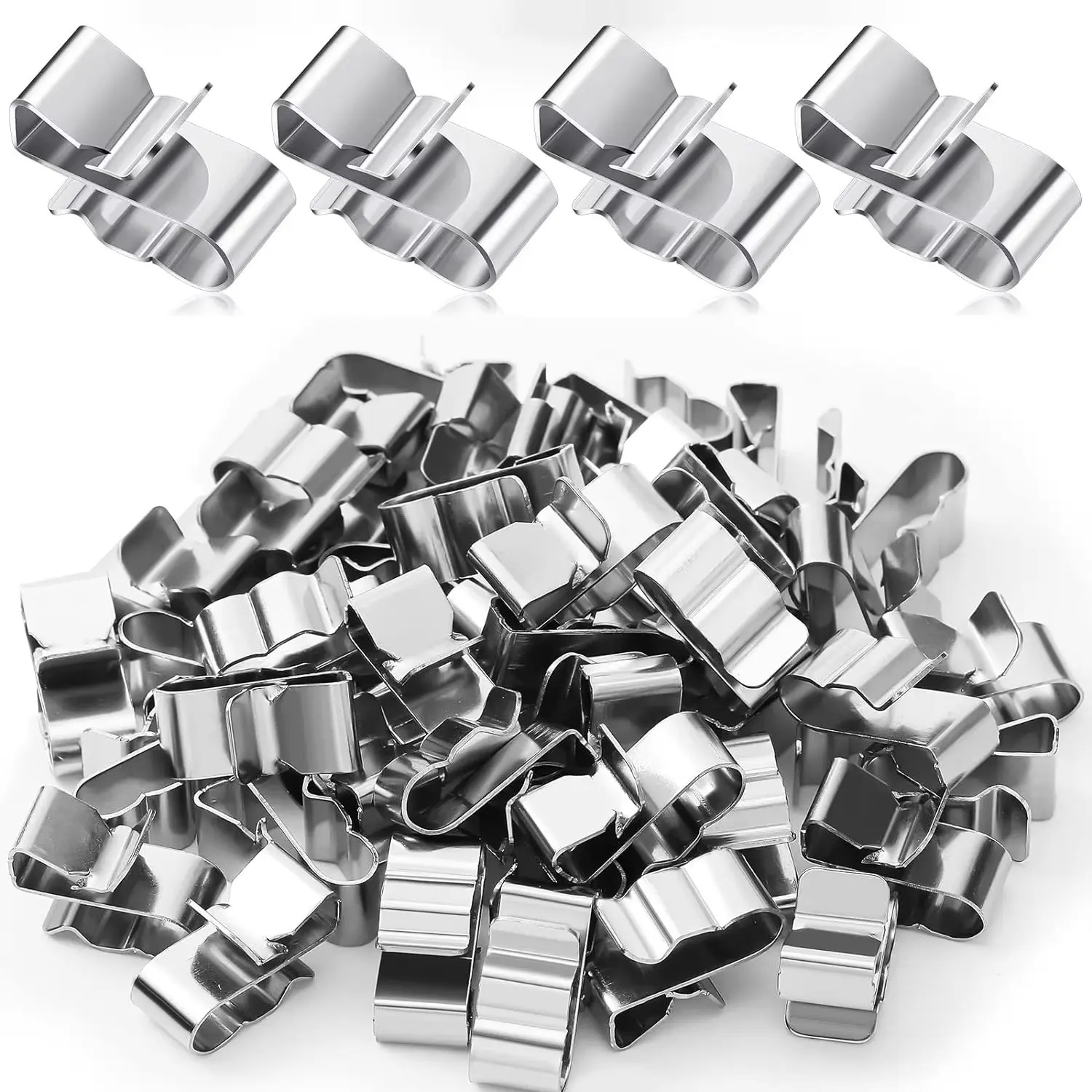304 Stainless Steel Wire Clips, 50pcs/100pcs Pack, Trailer Frame Wire Clips, Solar Panel Cable Clips, Metal Cable Holders