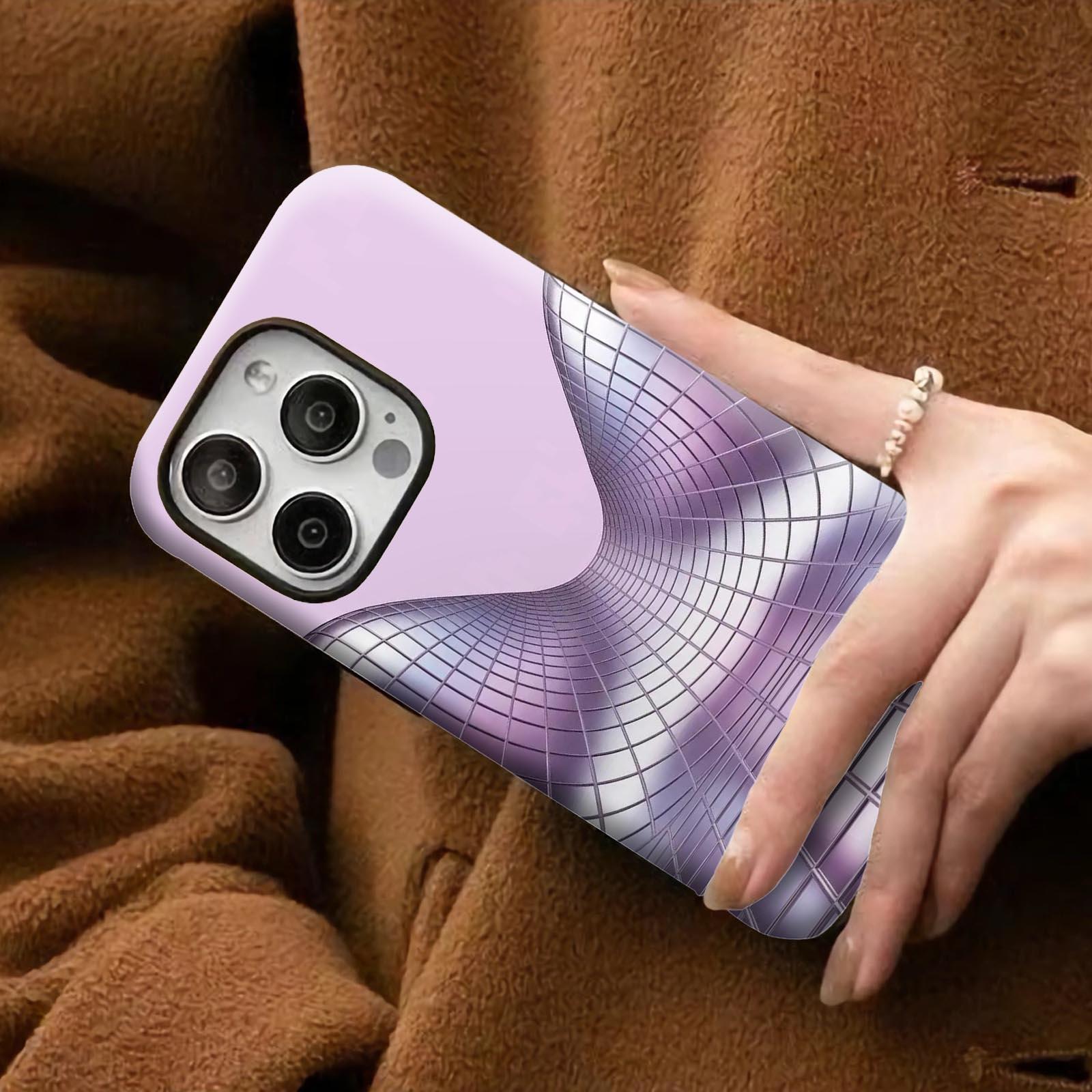 purple, grid, tunnel Soft And Hard Two-In-One Film Printed Full Pattern Case For IPhone 16 15 14 13 1211 Pro Max Plus Phone Case